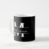 Elegantes Monogramm mit schwarz-weißem Namen Kaffeetasse (Vorderseite Links)