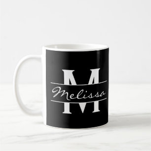 Elegantes Monogramm mit schwarz-weißem Namen Kaffeetasse