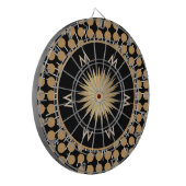 Elegantes Monogramm mit schwarzem Goldpunktmuster Dartscheibe (Vorderseite Links)