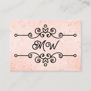 Elegantes Monogramm mit Schwung Süß Rosa Vintage Visitenkarte
