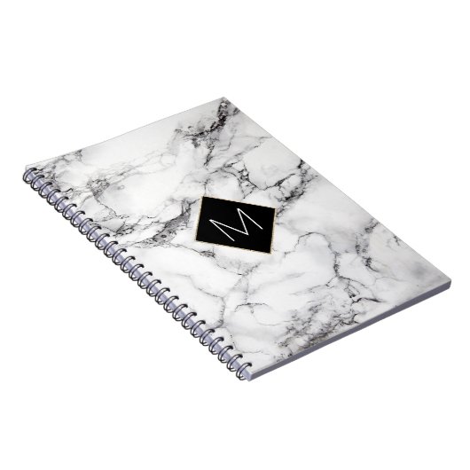 elegantes Monogramm mit weißer Marmorstruktur Notizblock (Rechte Seite)