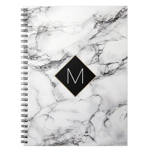 elegantes Monogramm mit weißer Marmorstruktur Notizblock (Vorderseite)