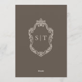 Elegantes Monogramm-Mocha-Hochzeitsprobe-Dinner Einladung (Rückseite)