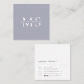 Elegantes Monogramm, modern silbergrau, beruflich Quadratische Visitenkarte (Vorne/Hinten)