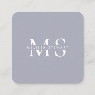 Elegantes Monogramm, modern silbergrau, gerundet Quadratische Visitenkarte