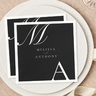 Elegantes Monogramm Moderne Minimalistische Hochze Serviette
