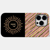 Elegantes Monogramm Moderne Streifen Gelbes Gold S Case-Mate iPhone Hülle (Rückseite (Horizontal))