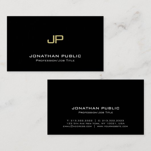 Elegantes Monogramm-moderner erstklassiger Visitenkarte (Vorne/Hinten)