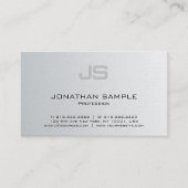 Elegantes Monogramm-moderner silberner Visitenkarte (Vorderseite)