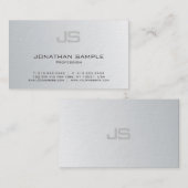 Elegantes Monogramm-moderner silberner Visitenkarte (Vorne/Hinten)
