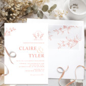 Elegantes Monogramm Modernes Blush Pink, Peach Wed Einladung