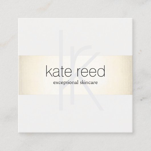 Elegantes Monogramm Modernes Gold Stripe Square Quadratische Visitenkarte (Vorderseite)