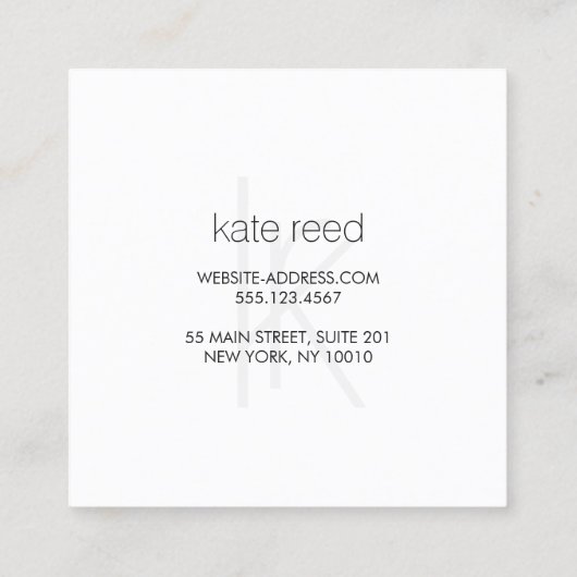 Elegantes Monogramm Modernes Gold Stripe Square Quadratische Visitenkarte (Rückseite)