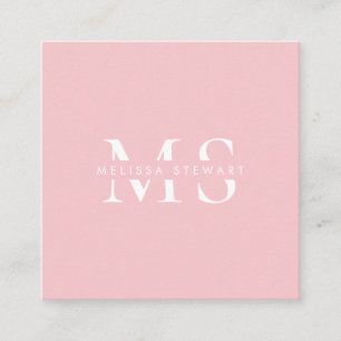 Elegantes Monogramm modernes Pastellrosa beruflich Quadratische Visitenkarte