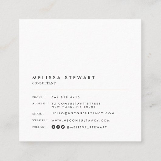 Elegantes Monogramm modernes Rosa beruflich Quadratische Visitenkarte (Rückseite)