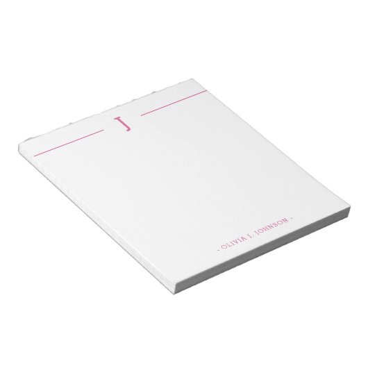 Elegantes Monogramm Modernes Rosa Weißes Notepad Notizblock (angewinkelt)