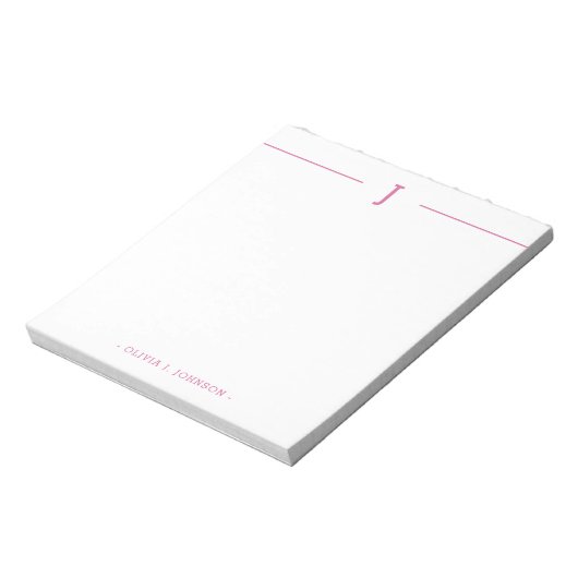 Elegantes Monogramm Modernes Rosa Weißes Notepad Notizblock (Rotiert)