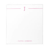 Elegantes Monogramm Modernes Rosa Weißes Notepad Notizblock (Vorderseite)