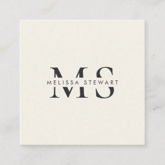 Elegantes Monogramm modernes schlichtes Beige beru Quadratische Visitenkarte