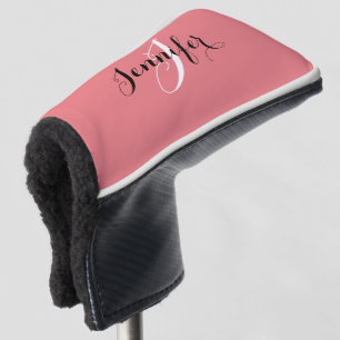 Elegantes Monogramm-modischer korallenroter rosa Golf Headcover