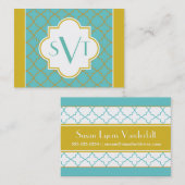 Elegantes Monogramm-mollige Telefonkarte Telefonnummerkarte (Vorne/Hinten)