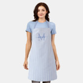 Elegantes Monogramm-Name Blau gestreift Schürze (Getragen)