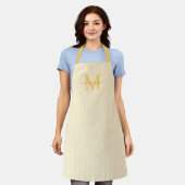Elegantes Monogramm-Name Gelber Streifen Schürze (Getragen)