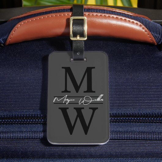 Elegantes Monogramm Name Gepäckanhänger (Vorderseite Insitu 2)