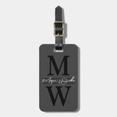 Elegantes Monogramm Name Gepäckanhänger (Vorderseite vertikal)