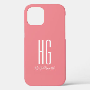Elegantes Monogramm Name Korallenrosa Case-Mate iPhone Hülle