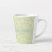 Elegantes Monogramm Name Leaf Muster Pastel Grün Milchtasse (Rechts)