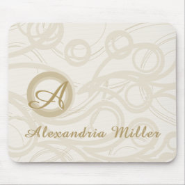 Elegantes Monogramm Name Linen Swirl Muster Mousepad