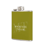 Elegantes Monogramm Name Personalisierter Text Flachmann (Links)