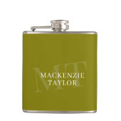 Elegantes Monogramm Name Personalisierter Text Flachmann (Vorderseite)