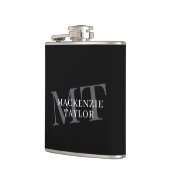 Elegantes Monogramm Name Personalisierter Text Flachmann (Links)