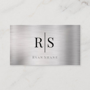 Elegantes Monogramm & Name, QR-Code, gebürstetes S Visitenkarte