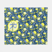 Elegantes Monogramm Name Rustikal Citrus Lemmonen  Fleecedecke (Vorderseite (Horizontal))