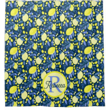 Elegantes Monogramm Name Rustikal Citrus Lemons Bl