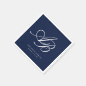 Elegantes Monogramm Navy Blau Hochzeit Serviette (Ecke)