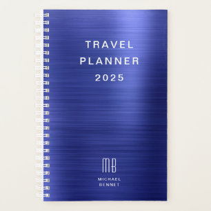Elegantes Monogramm Navy Blau Reise Planer