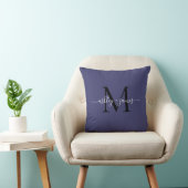 Elegantes Monogramm Navy Blau Schrift Namen Hochze Kissen (Stuhl )