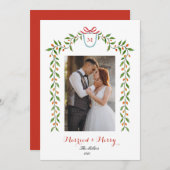 Elegantes Monogramm Neuer Urlaub Ankündigung (Vorne/Hinten)