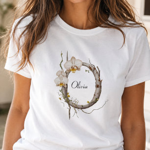 Elegantes Monogramm O T-Shirt: Orchideen & Reben T-Shirt