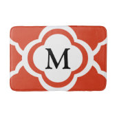 Elegantes Monogramm Orange Quatrefolienmuster Badematte (Vorderseite)