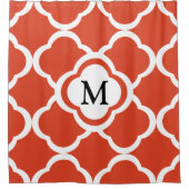 Elegantes Monogramm Orange Quatrefolienmuster Duschvorhang (Vorderseite)