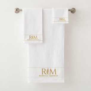 Elegantes Monogramm Paar Gold Name Monogramm Badhandtuch Set