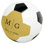 Elegantes Monogramm-Paar-Name Metallicgold Fußball (Dreiviertel)