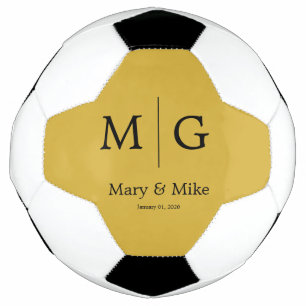 Elegantes Monogramm-Paar-Name Metallicgold Fußball