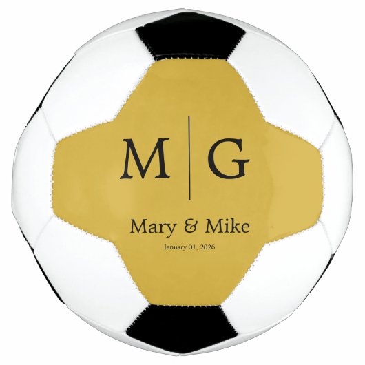 Elegantes Monogramm-Paar-Name Metallicgold Fußball (Vorderseite)