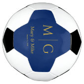 Elegantes Monogramm-Paar Name Navy Fußball (Gedreht)
